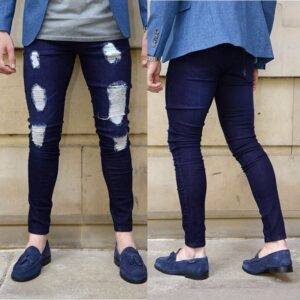 Men Fashion Skinny Denim Rip Repair Stylish Jeans
