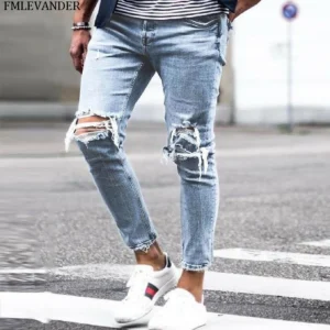 New Fashion Soft Elastic Skinny Jeans hombre Pencil Pants
